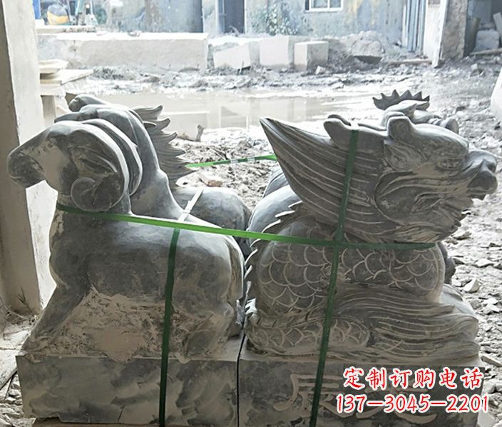 湖北12生肖动物石雕