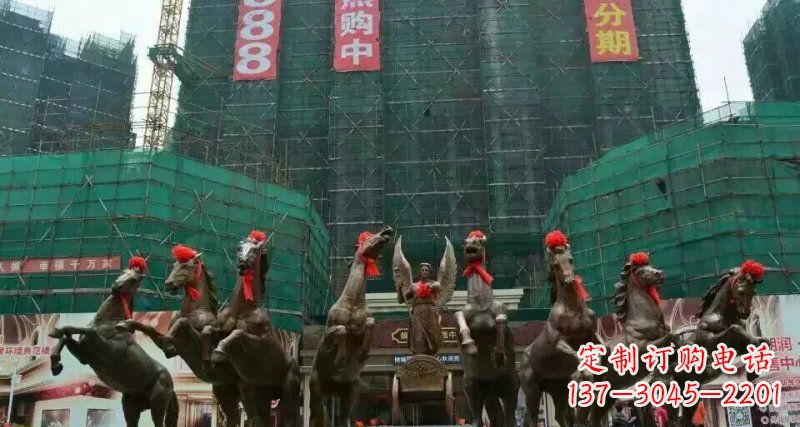 湖北阿波罗八匹马踏浪而来景观马群铜雕