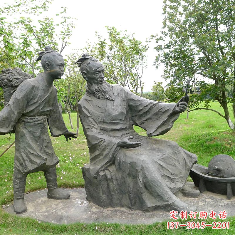 湖北八大山人情景雕塑-中国明末清初知名画家朱耷公园情景小品