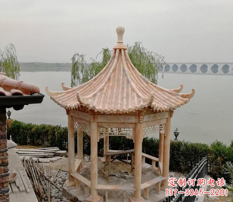 湖北精致古典八角凉亭石雕