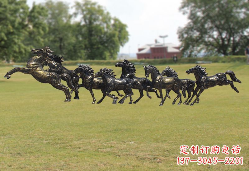 湖北八骏图八匹马群铜雕