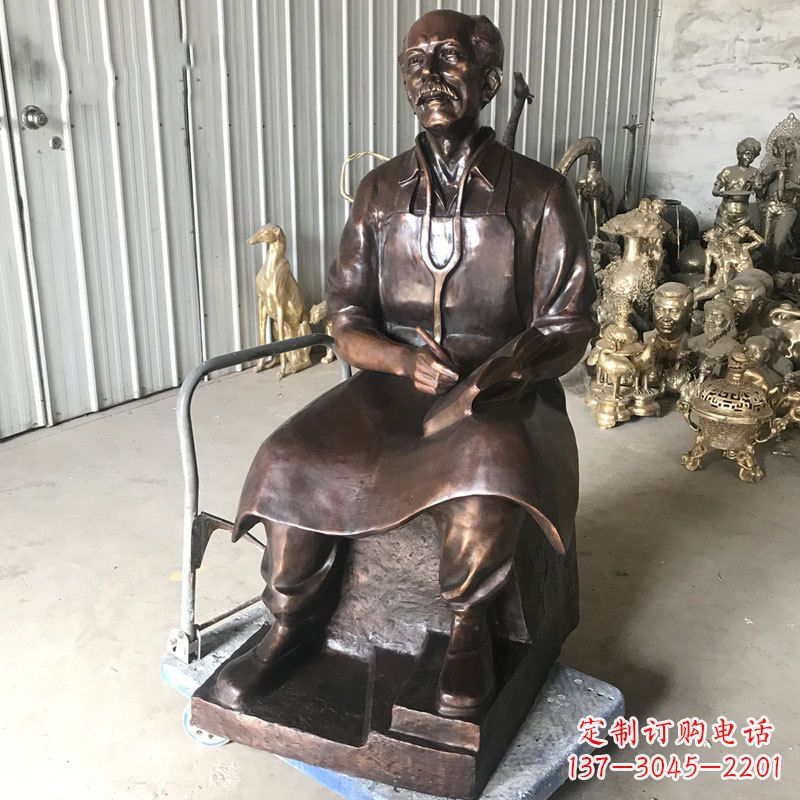 湖北白求恩坐姿纯铜雕塑