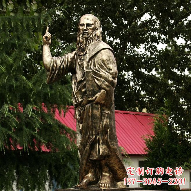 湖北柏拉图玻璃钢仿铜雕像-古希腊哲学家雕塑