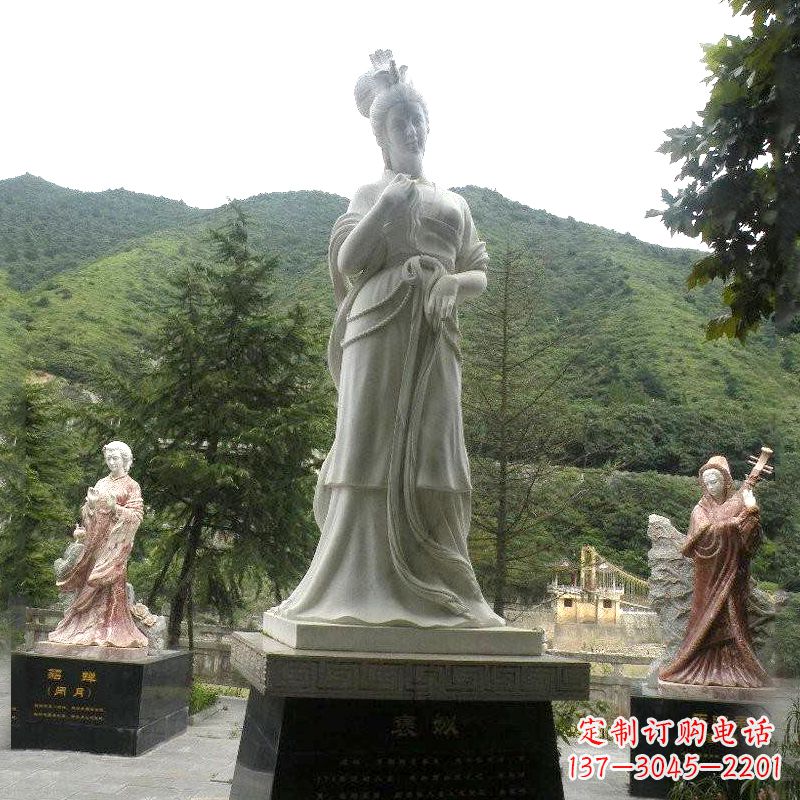 湖北褒姒雕塑-大理石石雕美女中国古代美女塑像