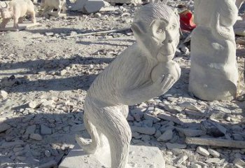 湖北抱桃子的猴子石雕系列传承古老文化，让爱活跃起来