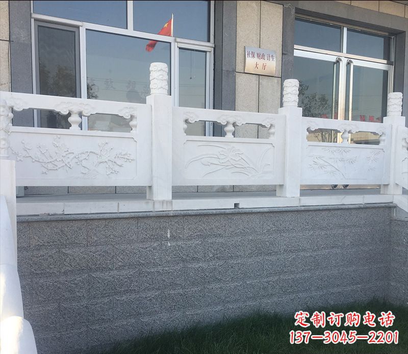 湖北别墅汉白玉栏板景观石雕 (2)