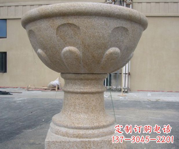 湖北别墅景观大理石花盆石雕 (3)