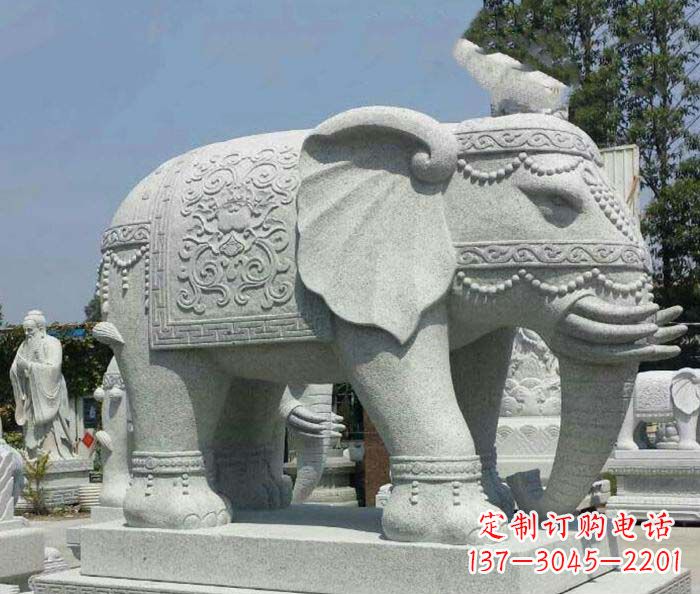湖北别墅景观缅甸大象石雕