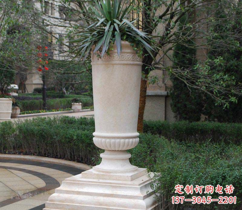 湖北别墅景观石雕花盆