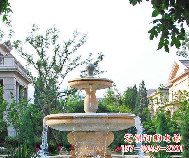 湖北别墅景观晚霞红喷泉石雕