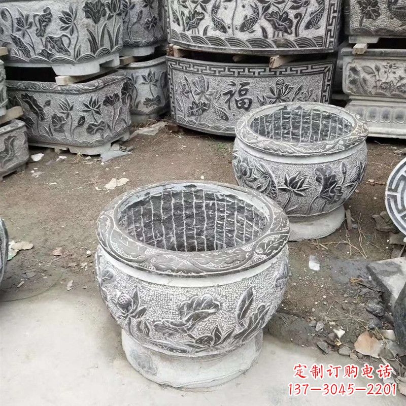 湖北别墅水缸石雕塑