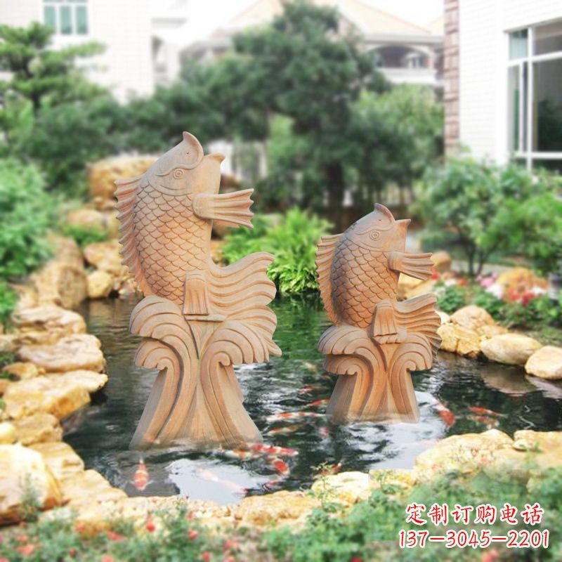 湖北别墅庭院吉祥招财石雕鱼喷泉雕塑