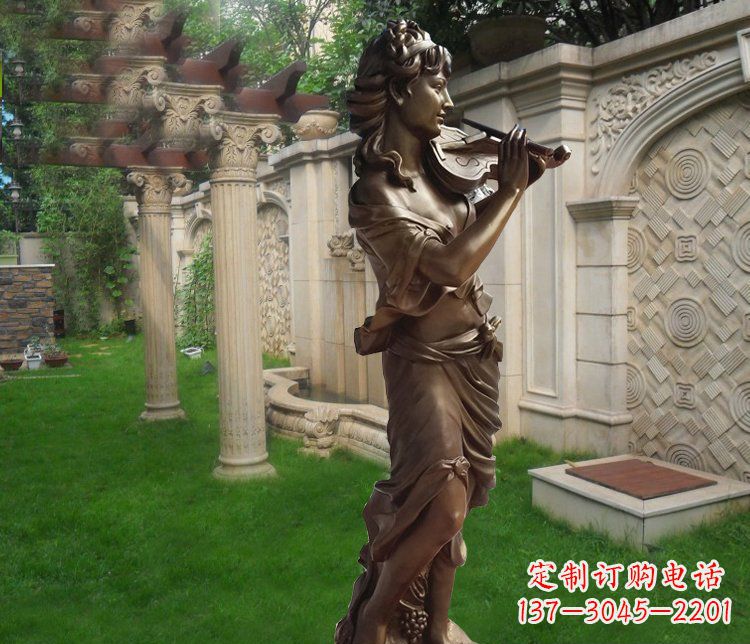 湖北别墅西方女人玻璃钢仿铜景观雕塑