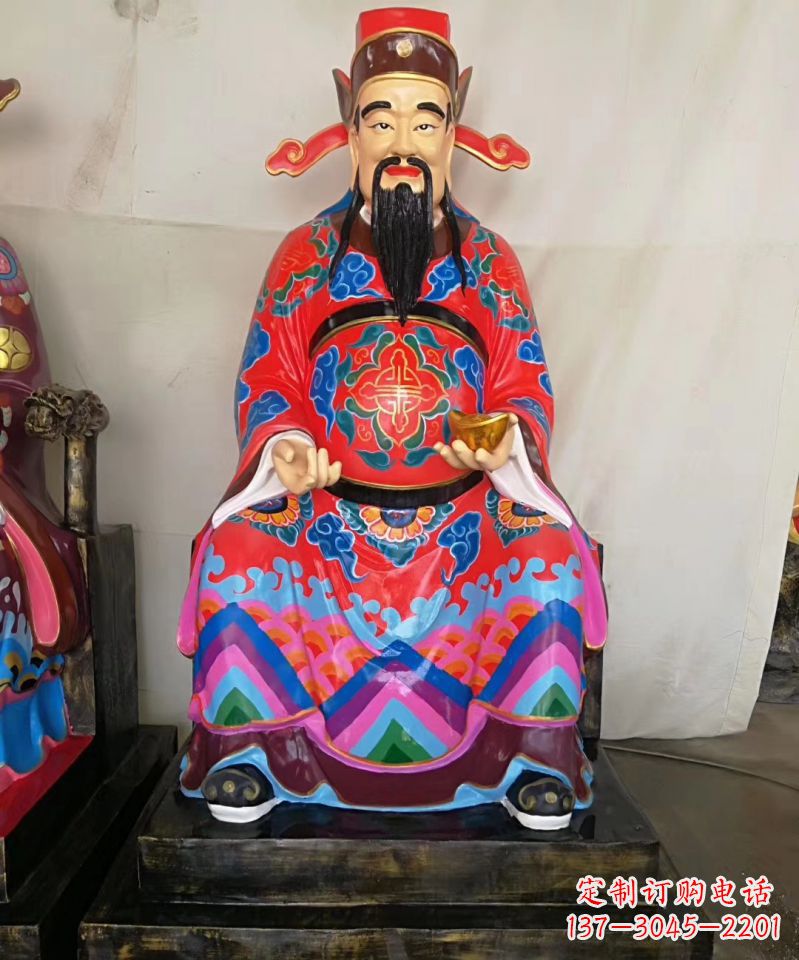 湖北玻璃钢彩绘文财神神像雕塑