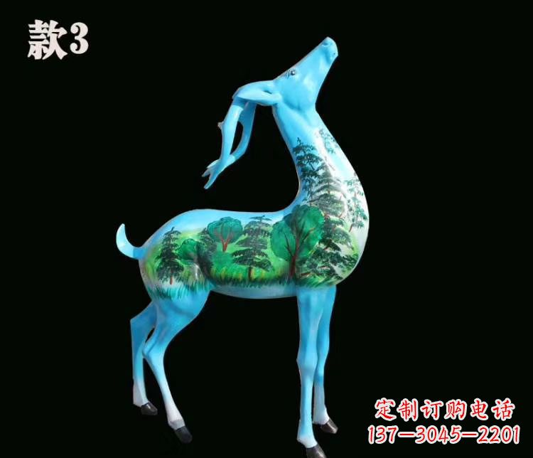 湖北玻璃钢彩绘艺术小鹿雕塑精美的艺术品