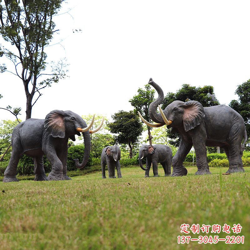 湖北玻璃钢大象雕塑传承古老文化,点缀园林景观