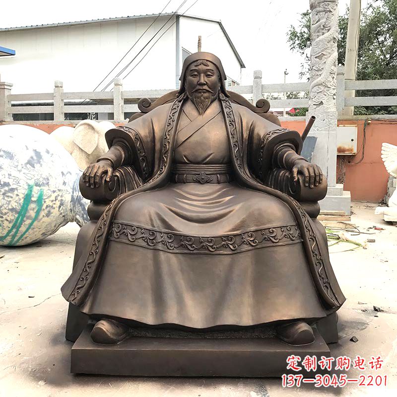 湖北成吉思汗玻璃钢仿铜雕塑
