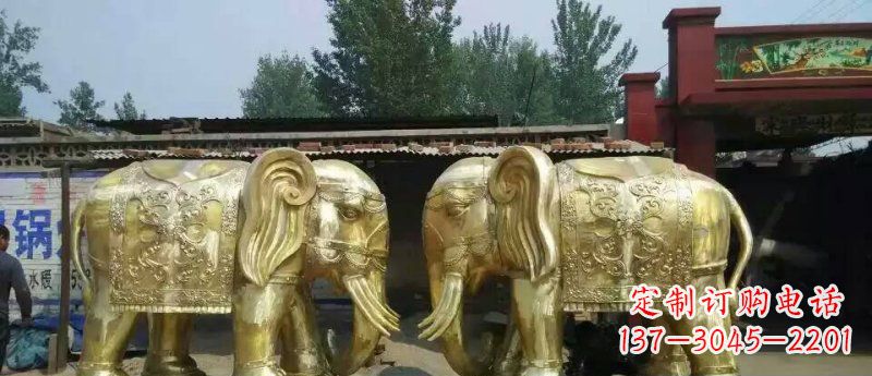 湖北玻璃钢大象雕塑仿铜雕塑的精美之作