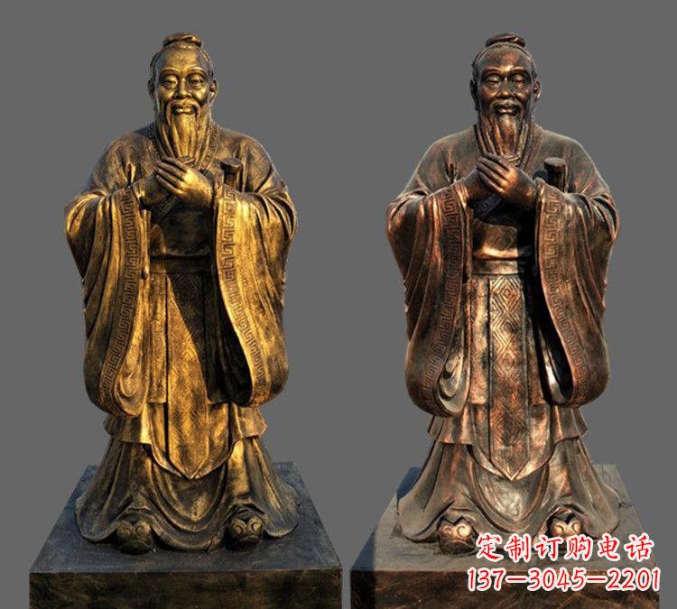 湖北玻璃钢仿铜孔子雕塑——校园名人的荣耀