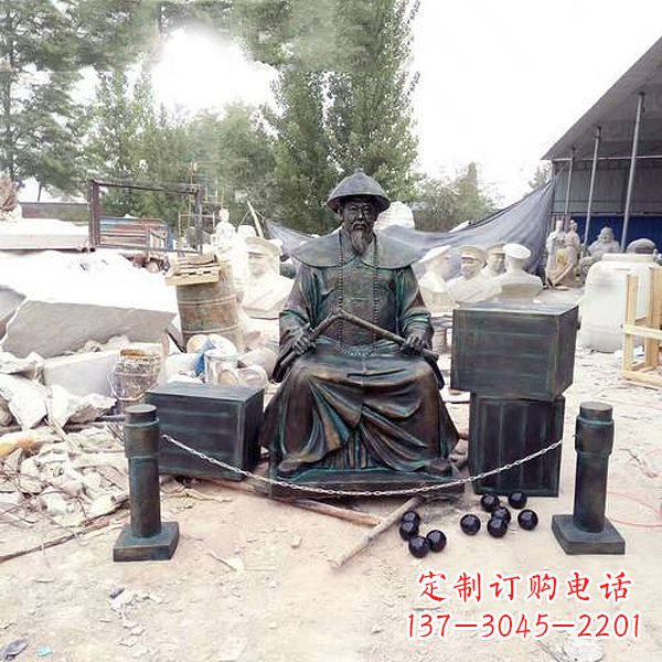 湖北玻璃钢仿铜林则徐销烟雕塑