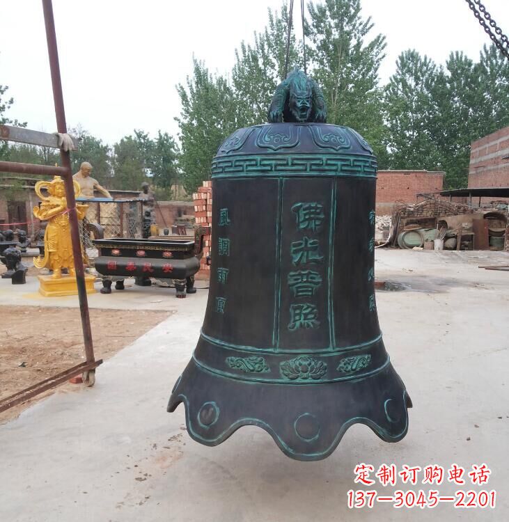 湖北玻璃钢铜钟雕塑精美外观,持久耐用