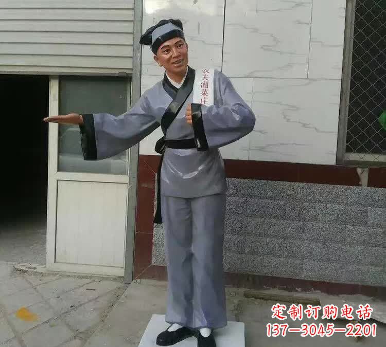 湖北精致玻璃钢店小二雕塑