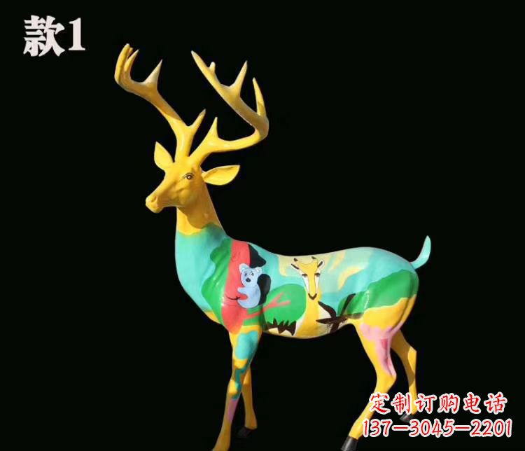 湖北玻璃钢梅花鹿雕塑