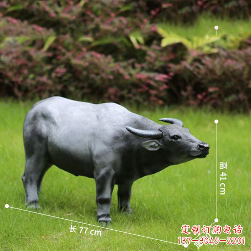 湖北玻璃钢仿真水牛雕塑——点缀公园草坪