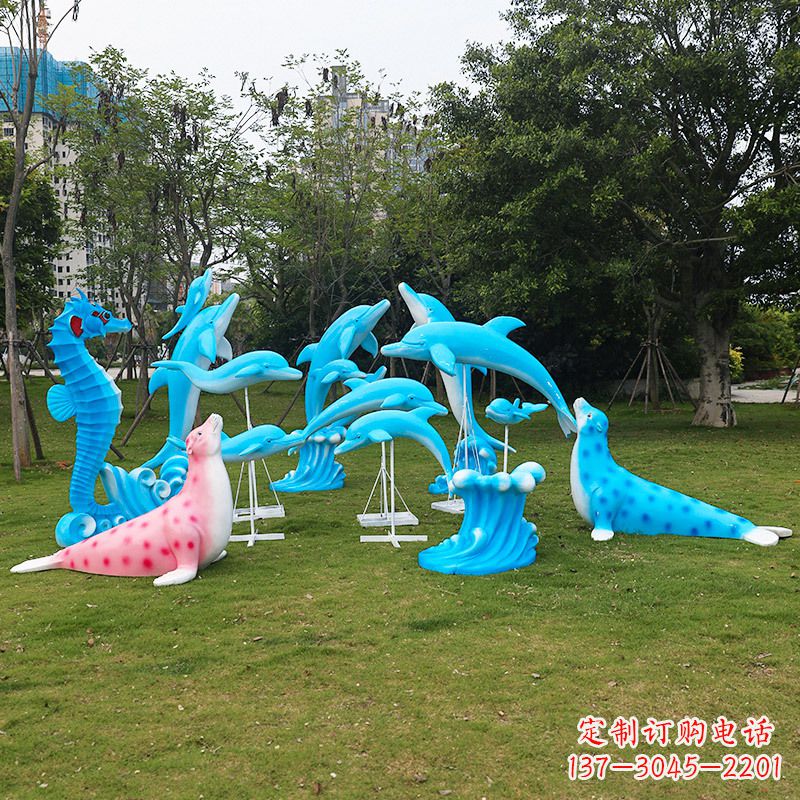 湖北玻璃钢海豚彩绘雕塑