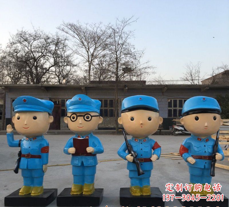 湖北玻璃钢卡通红军雕塑