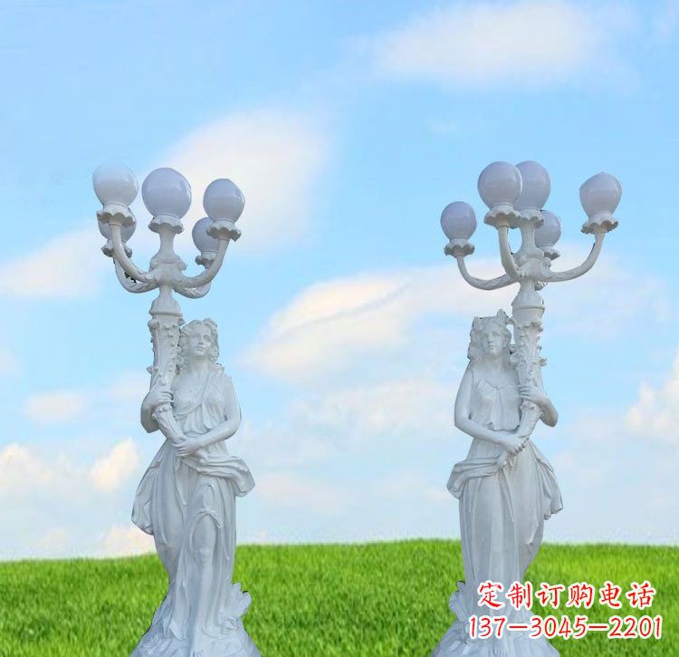 湖北美女雕塑玻璃钢西方美女路灯的艺术精髓