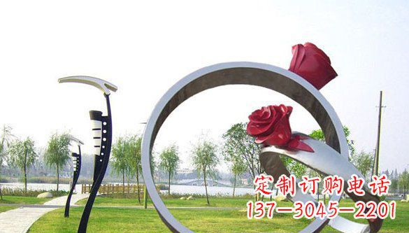 湖北不锈钢爱情戒指浪漫雕塑艺术