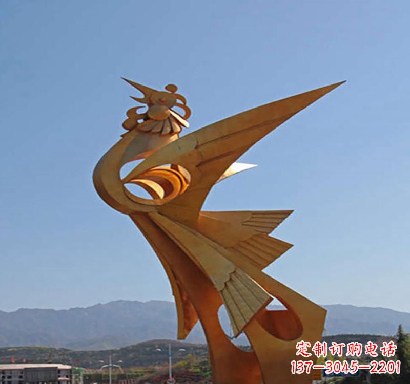 湖北不锈钢凤凰雕塑传承瑞雪兆丰年
