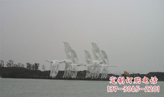 湖北不锈钢白鹭动物雕塑美丽的艺术作品