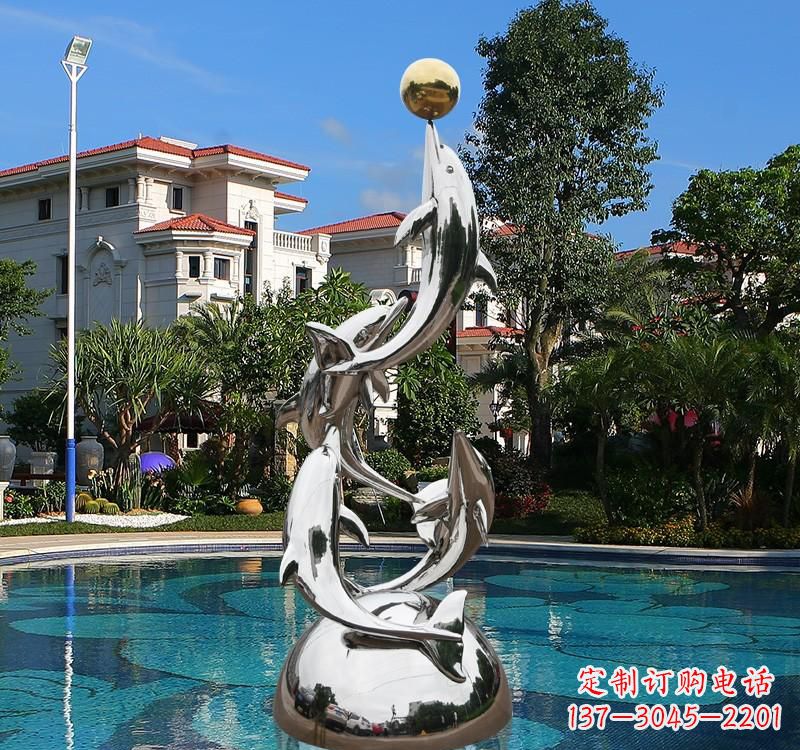 湖北不锈钢海豚雕塑精美绝伦