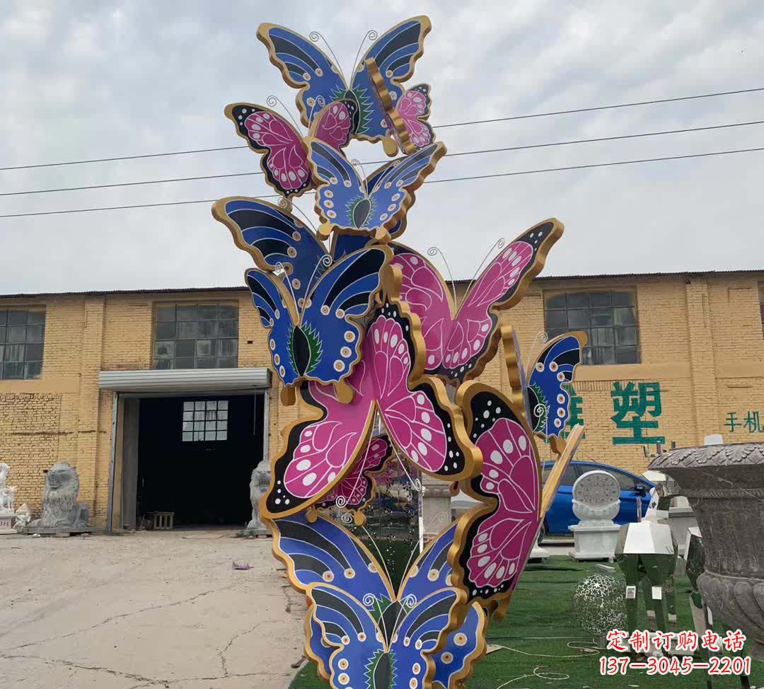 湖北不锈钢彩绘蝴蝶雕塑精美绝伦