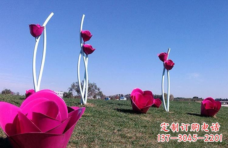 湖北不锈钢彩色玫瑰雕塑艺术精美的象征