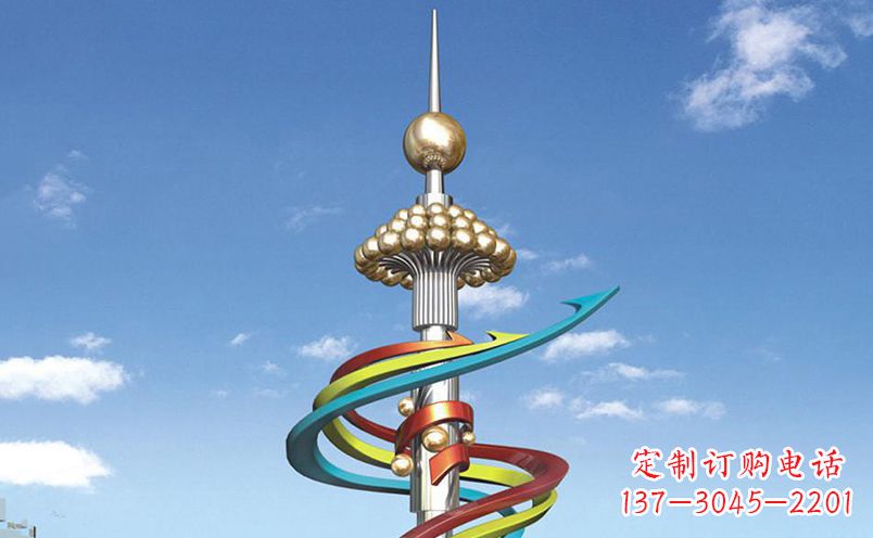湖北不锈钢飘带彩色雕塑——缤纷空间的艺术美学