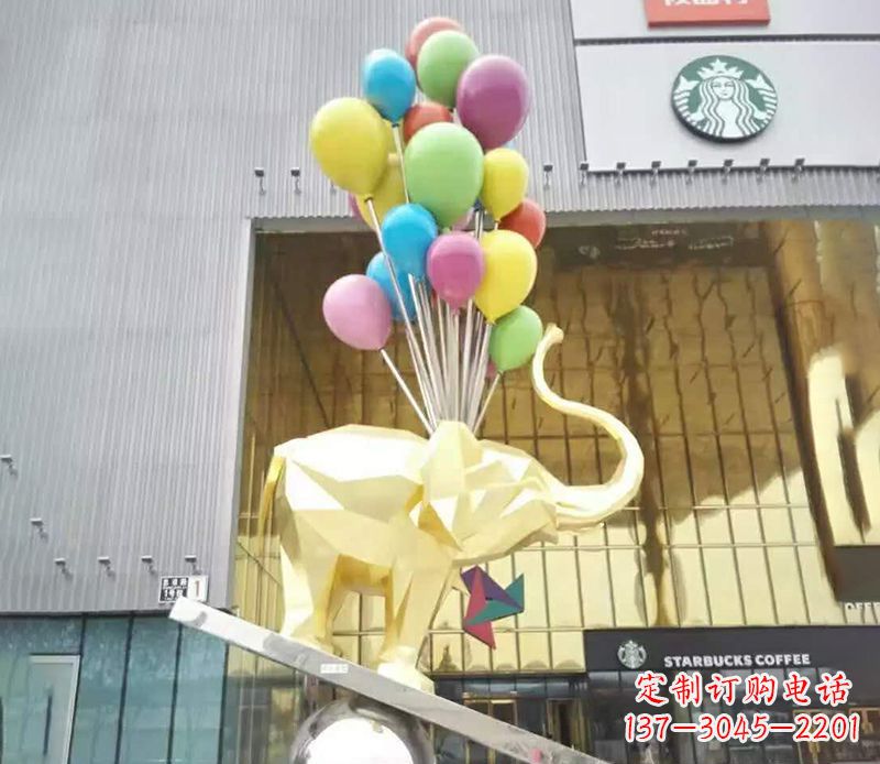 湖北不锈钢踩球的小象雕塑