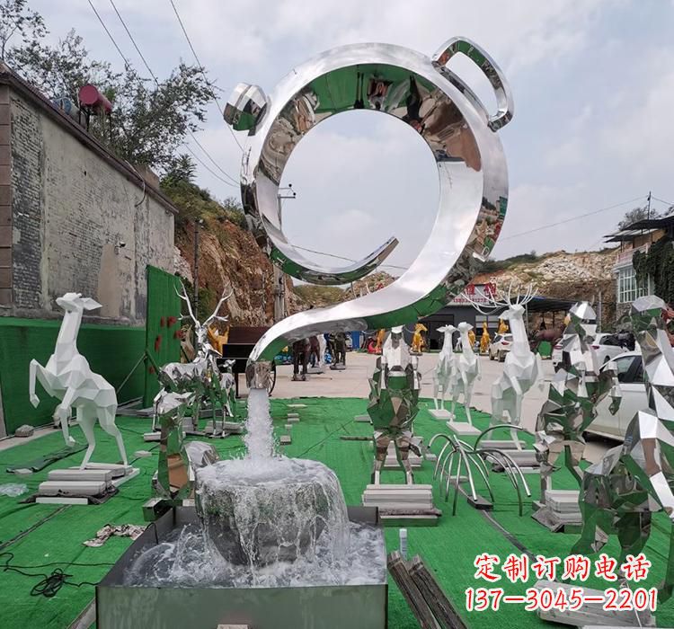 湖北不锈钢茶壶雕塑精致美观的艺术品