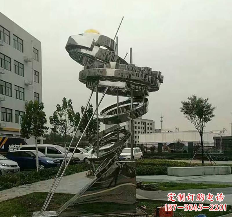 湖北不锈钢戒指雕塑——点缀城市美景