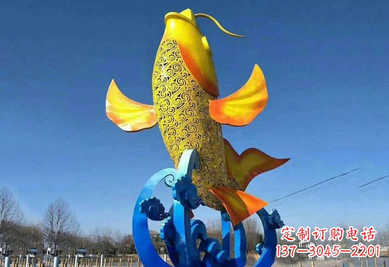 湖北不锈钢鲤鱼雕塑——城市的一道风景线
