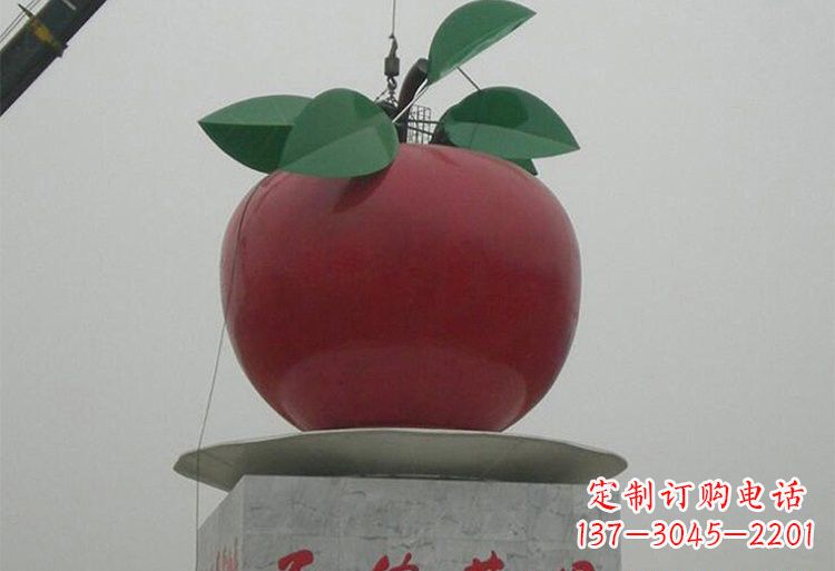 湖北不锈钢城市大型苹果雕塑象征着城市繁荣