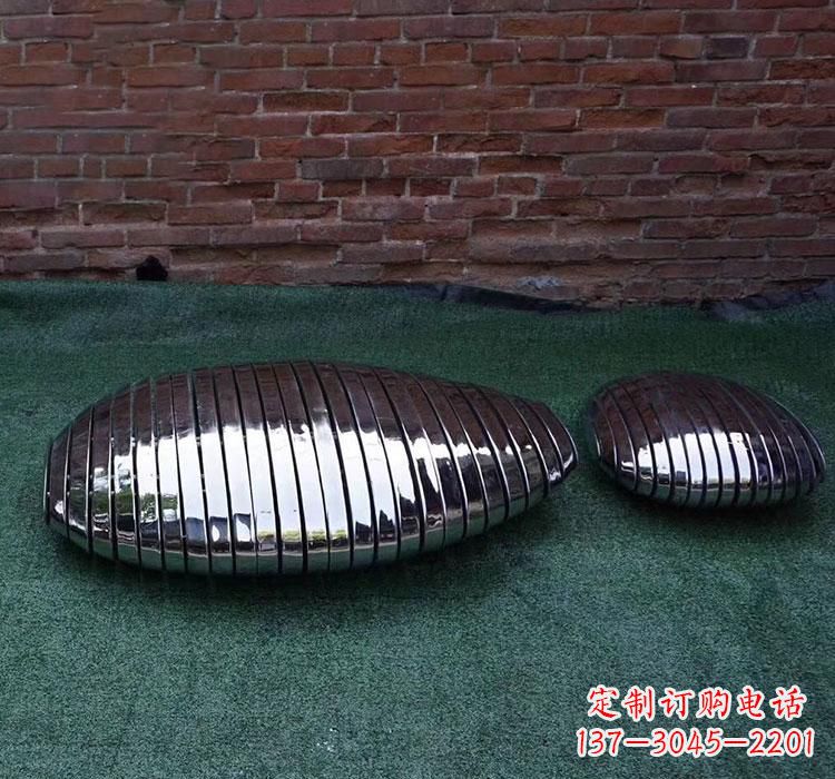 湖北不锈钢城市镜面鹅卵石雕塑