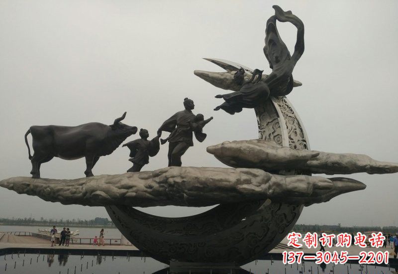 湖北不锈钢牛郎织女雕塑传说中的爱情