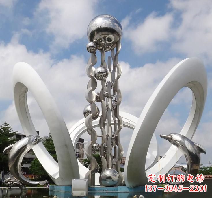 湖北不锈钢城市艺术海豚雕塑美丽的海洋守护者