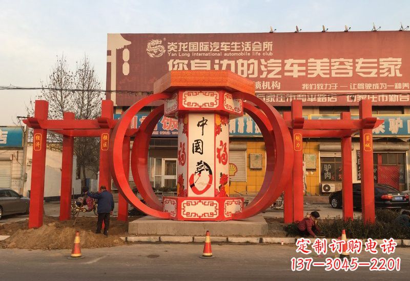 湖北不锈钢灯笼雕塑——中国梦的象征