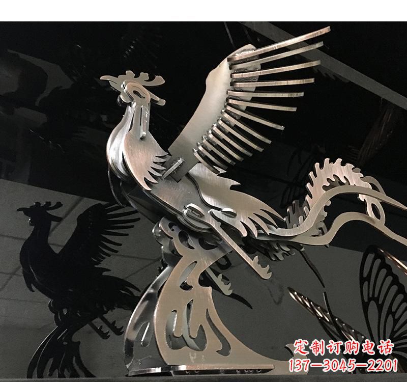 湖北不锈钢凤凰雕塑精美的艺术品