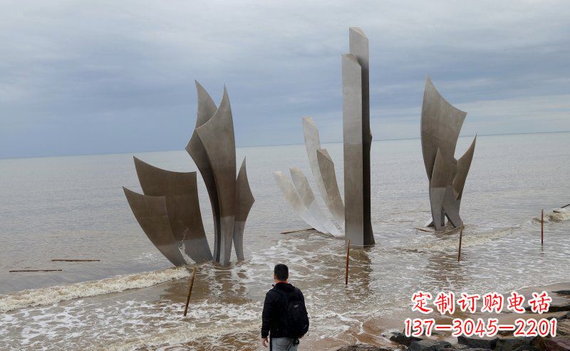 湖北不锈钢船帆海边景观雕塑