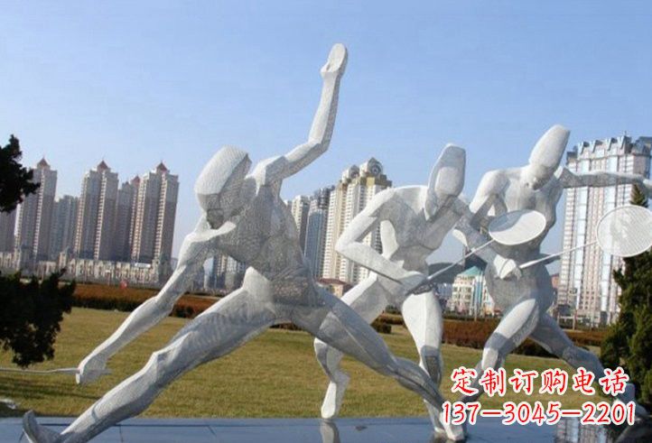 湖北不锈钢抽象打羽毛球人物雕塑